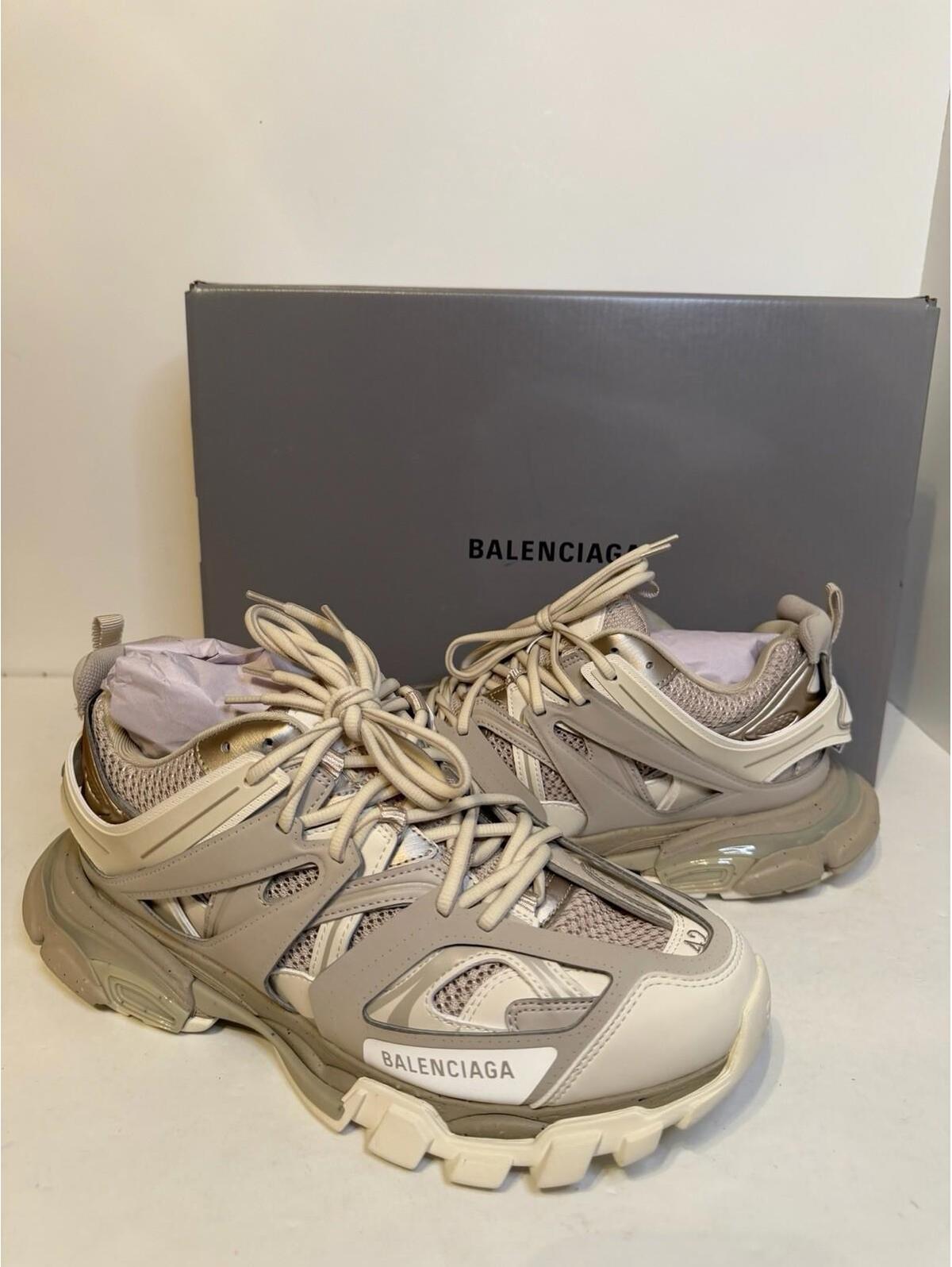 Balenciaga Track Sneakers Speckled Beige Sz 46 Brand New